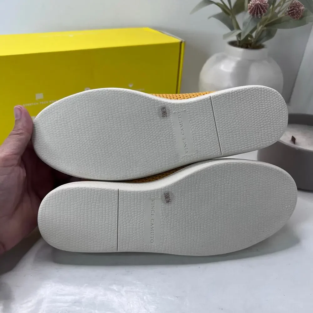 Vince Camuto Cabreli Washable Sneaker Knit Yellow Women 5.5M/36 NWB Breathable